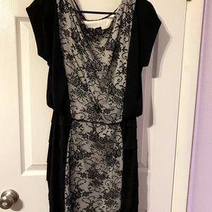 Black & White dress with floral lace size 12